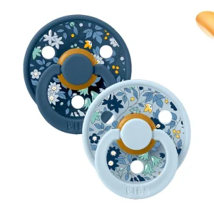 2 Chupetes BIBS Colour Simétrica Liberty Chamomile Lawn Baby Blue