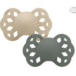 2 Chupetes BIBS Infinity Simétrica Fossil Vainilla/Pine Silicona