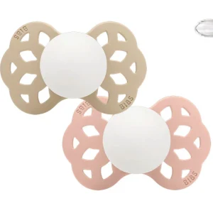 2 Chupetes BIBS Infinity Simétrica Vanilla Glow/Blush Glow Silicona